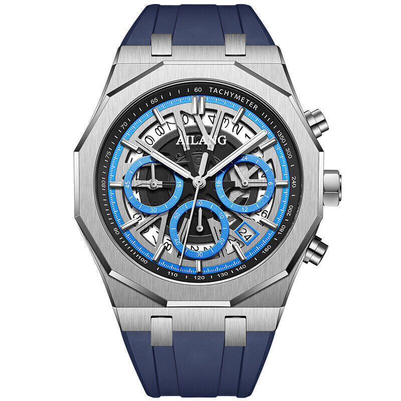AILANG 8087 SKELETON CHRONOGRAPH QUARTZ BLUE STRAP(BLUE DIAL)